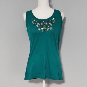 Vintage Y2K Outback Red 100% Cotton Blouse W/ Rhinestone Detail Size Small